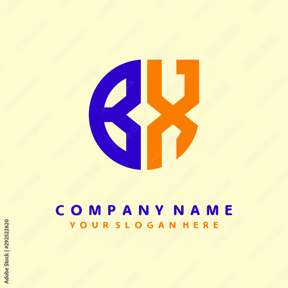 Obraz premium initial letter BXlogo purple, orange. Monogram Vector Logo