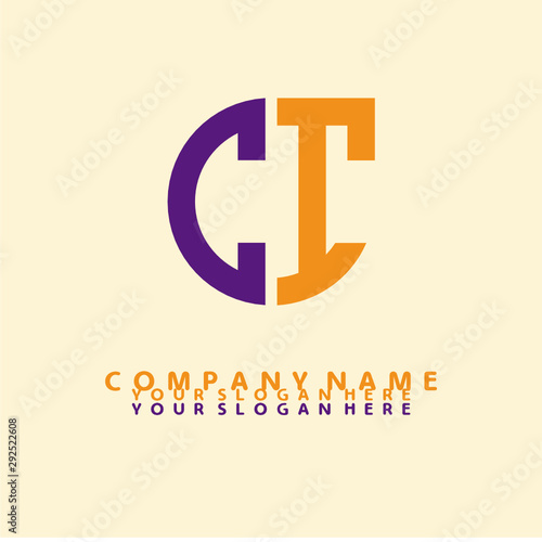 initial letter CI logo purple, orange. Monogram Vector Logo