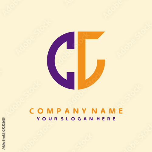 initial letter CL logo purple, orange. Monogram Vector Logo