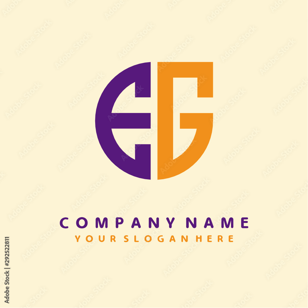 Obraz premium initial letter EG logo purple, orange. Monogram Vector Logo