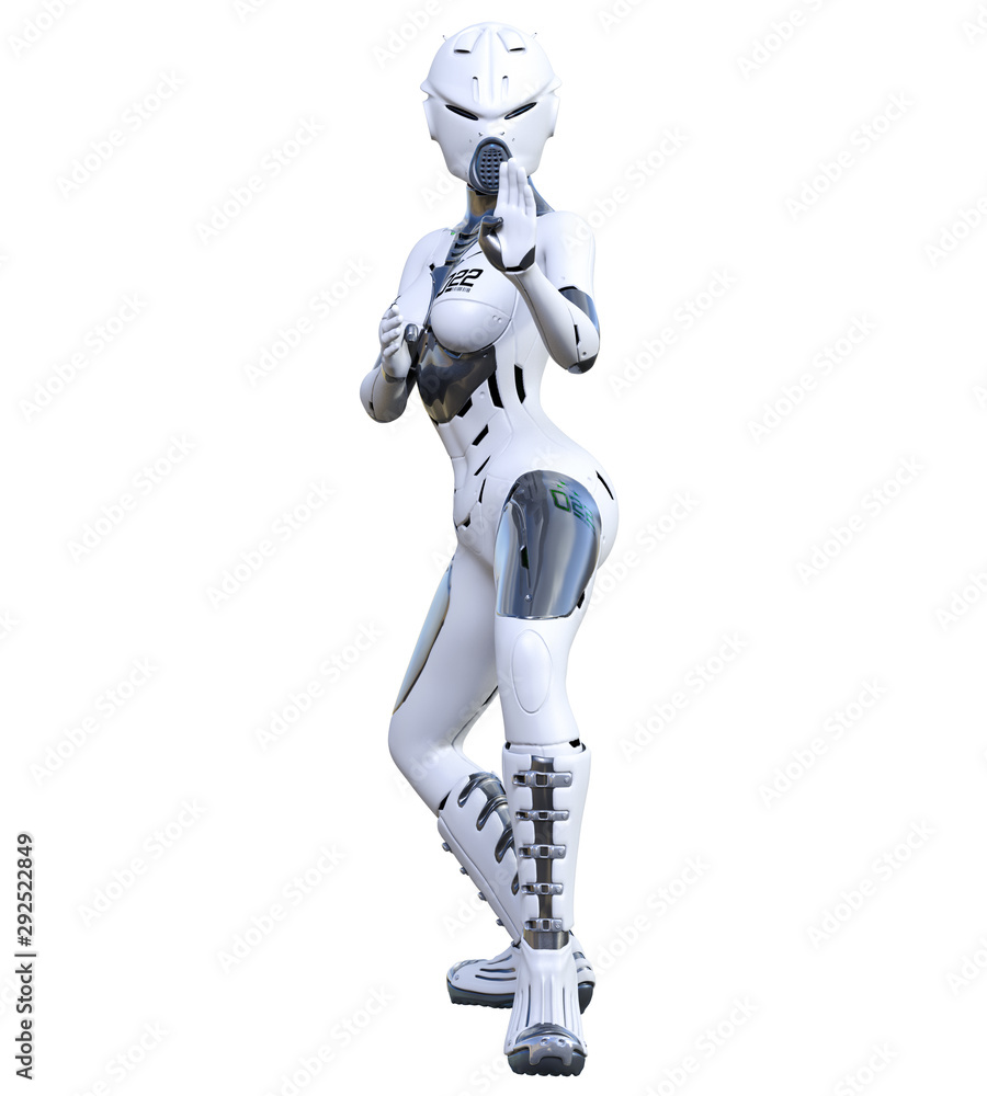 Robot woman. Matte metal droid. Artificial Intelligence. Robot woman. Matte metal droid. Artificial Intelligence.