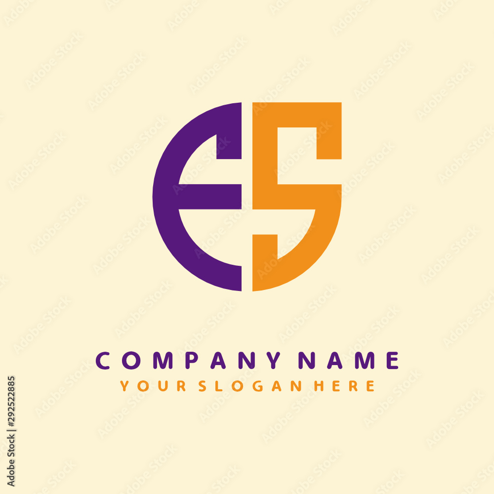 Obraz premium initial letter FS logo purple, orange. Monogram Vector Logo