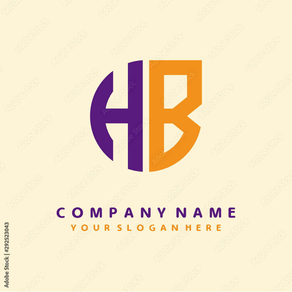 initial letter HB logo purple, orange. Monogram Vector Logo initial letter HB logo purple, orange. Monogram Vector Logo
