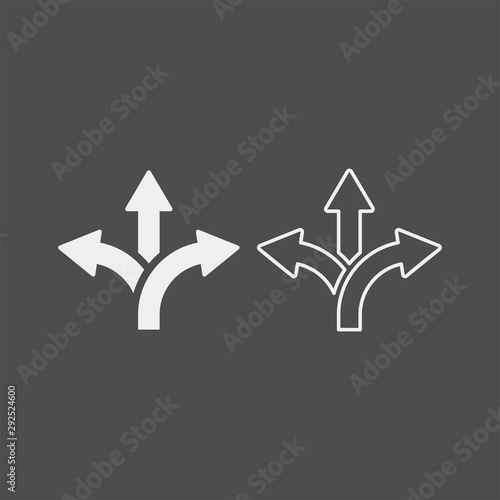 Fototapeta Naklejka Na Ścianę i Meble -  Branching arrow flat vector icon. Arrow triple flat vector icon