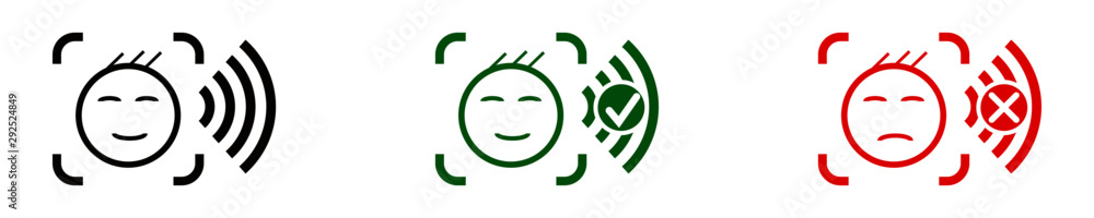 Face ID Icon Set. Facial recognition system signs. Facial Recognition System concept. Logo biometric scanning. Identification of a person through the system of recognition. Face ID Icon Set. Facial recognition system signs. Facial Recognition System concept. Logo biometric scanning. Identification of a person through the system of recognition.