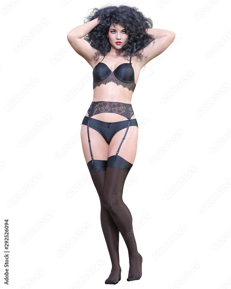 Beautiful woman in lingerie and stockings.