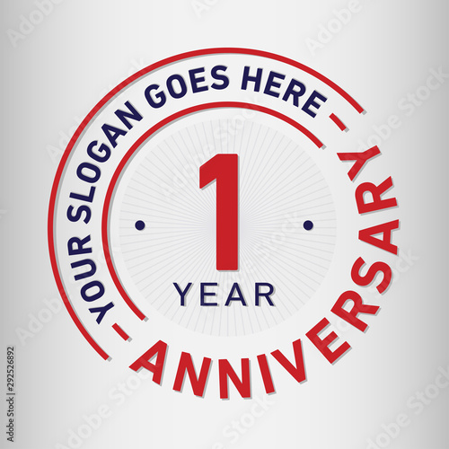 1 year anniversary logo template. One year celebrating logotype. Vector and illustration.
