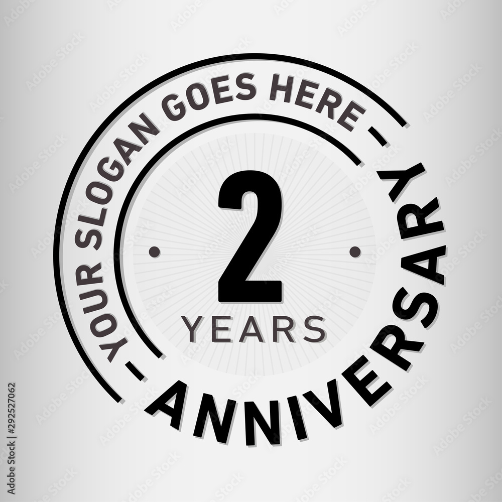 2 years anniversary logo template. Two years celebrating logotype. Vector and illustration.
