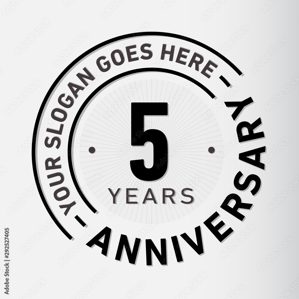 5 years anniversary logo template. Five years celebrating logotype. Vector and illustration.