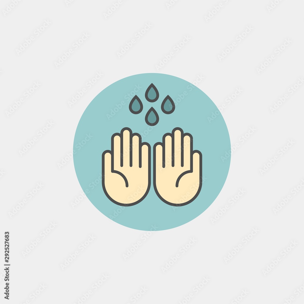 Obraz premium Hand wash flat vector icon. Clean hands flat vector icon
