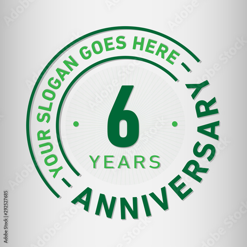 6 years anniversary logo template. Six years celebrating logotype. Vector and illustration.