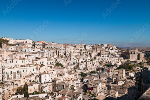 Matera, Italy - August 2019: Historic center of Matera on a sunny August day