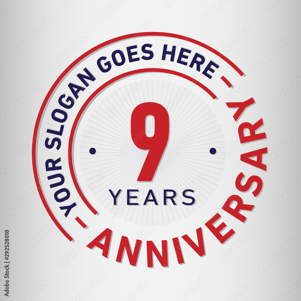 9 years anniversary logo template. Nine years celebrating logotype. Vector and illustration. 9 years anniversary logo template. Nine years celebrating logotype. Vector and illustration.