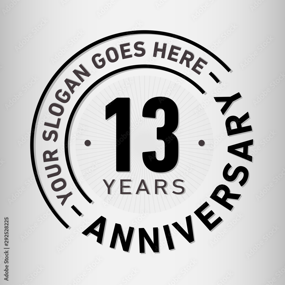 13 years anniversary logo template. Thirteen years celebrating logotype. Vector and illustration.