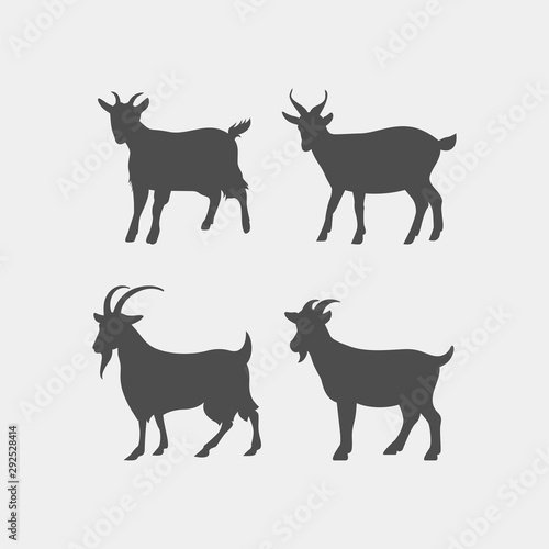 Goat vector silhouette. Farm animal vector silhouette