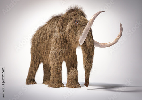 Woolly mammoth realistic 3d illustration. Front perspective view.