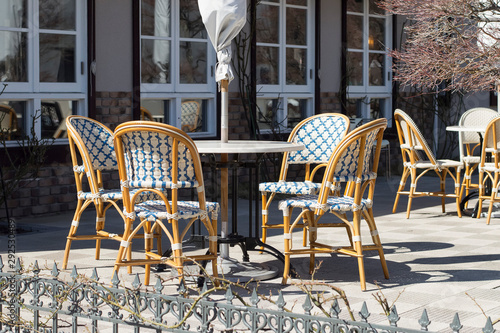 tables and chairs in cafe