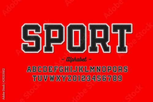 Sports uniform style font, alphabet letters and numbers