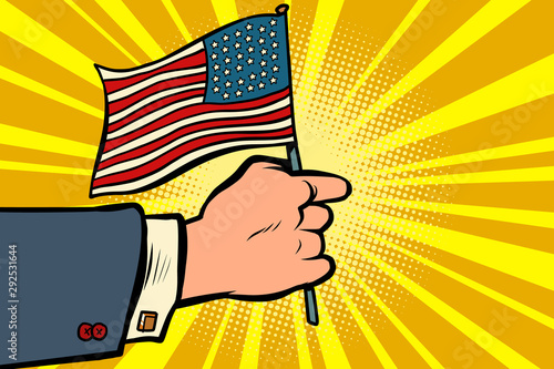 hand with the American flag. Independence day. Patriotic symbol