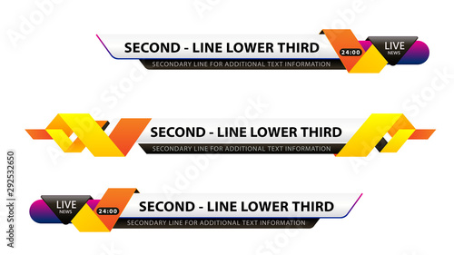Vector video headline title or television news bar design template isolated on white background
