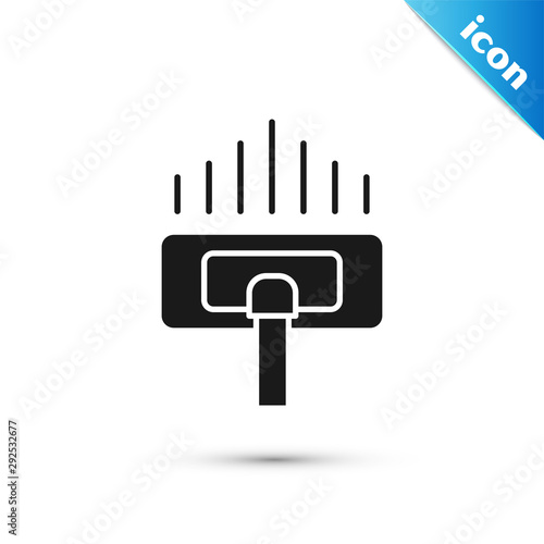 Black Cleaning service icon isolated on white background. Vacuum cleaner head in circle, carpet cleaning logo. Vector Illustration