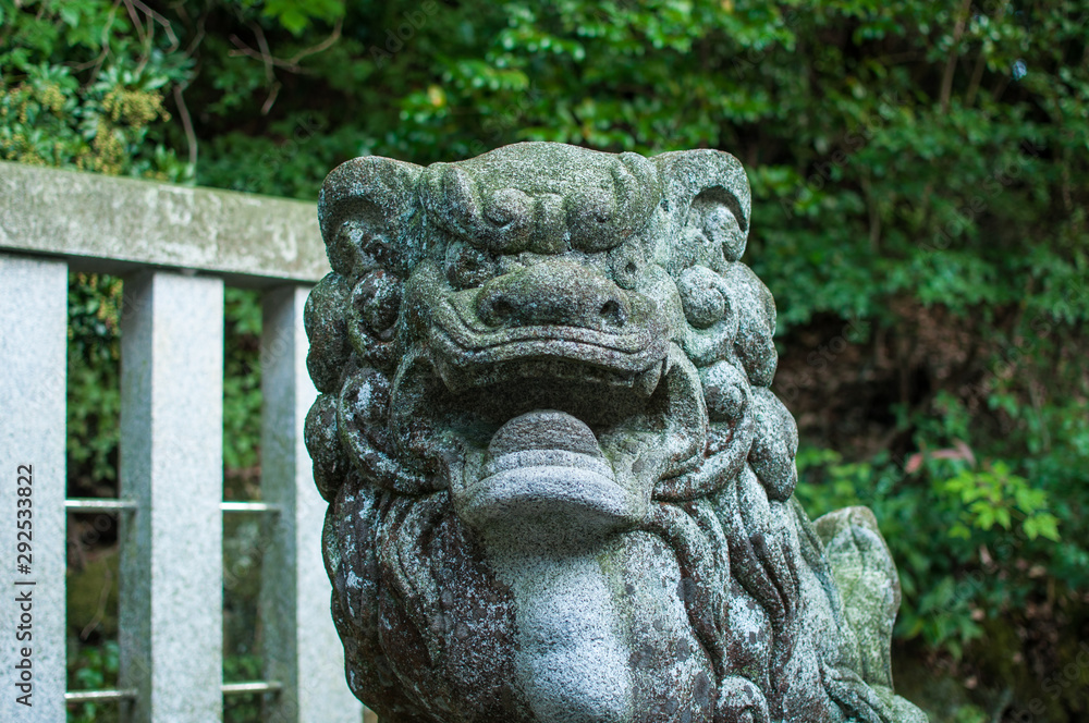 Guardian lion dog at a Japanese shrine