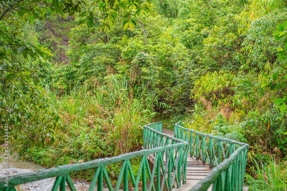 Bridge cross the river in Nature Trail on Thongphaphum national park Jokkradin waterfall.kanchanaburi City Thailand