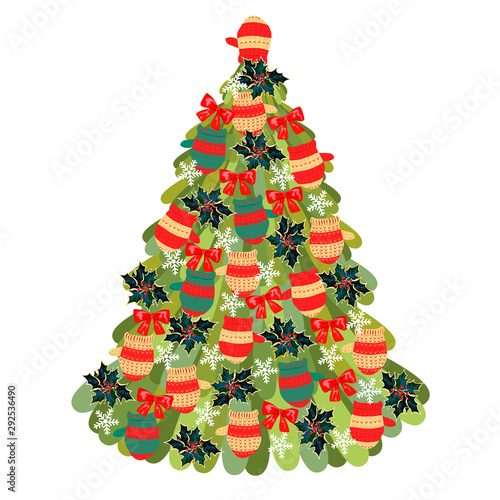 Christmas tree. pine tree with different Christmas decorations. custom tree decoration