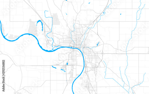 Rich detailed vector map of Sioux City, Iowa, USA