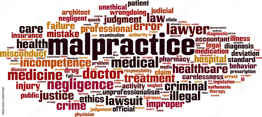 Naklejka premium Malpractice word cloud