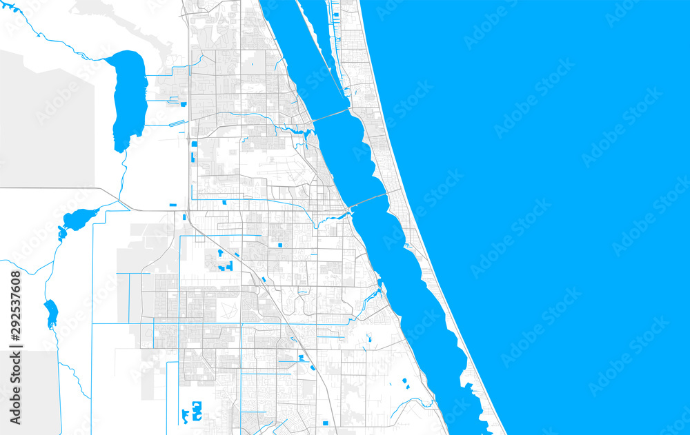 Rich detailed vector map of Melbourne, Florida, USA Stock Vector