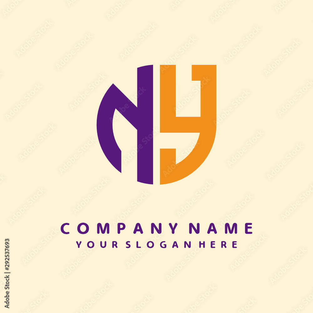 Obraz premium initial letter NY logo purple, orange. Monogram Vector Logo