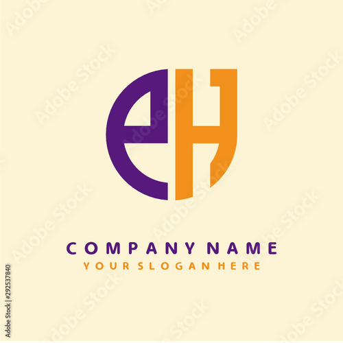 initial letter PH logo purple, orange. Monogram Vector Logo