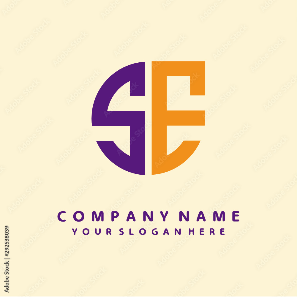 Obraz premium initial letter SE logo purple, orange. Monogram Vector Logo
