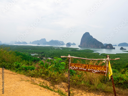 View of of Andaman sea at Sametnangshe, Phangnga, Thailand. March 2019. photo