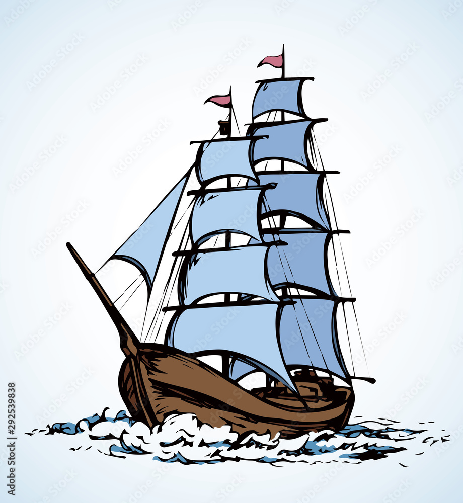 Sailing vessel. Vector drawing