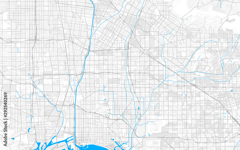 Rich detailed vector map of Bellflower, California, USA