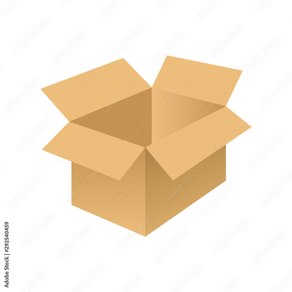 Open cardboard box isolated on white background. Vector illustration Open cardboard box isolated on white background. Vector illustration