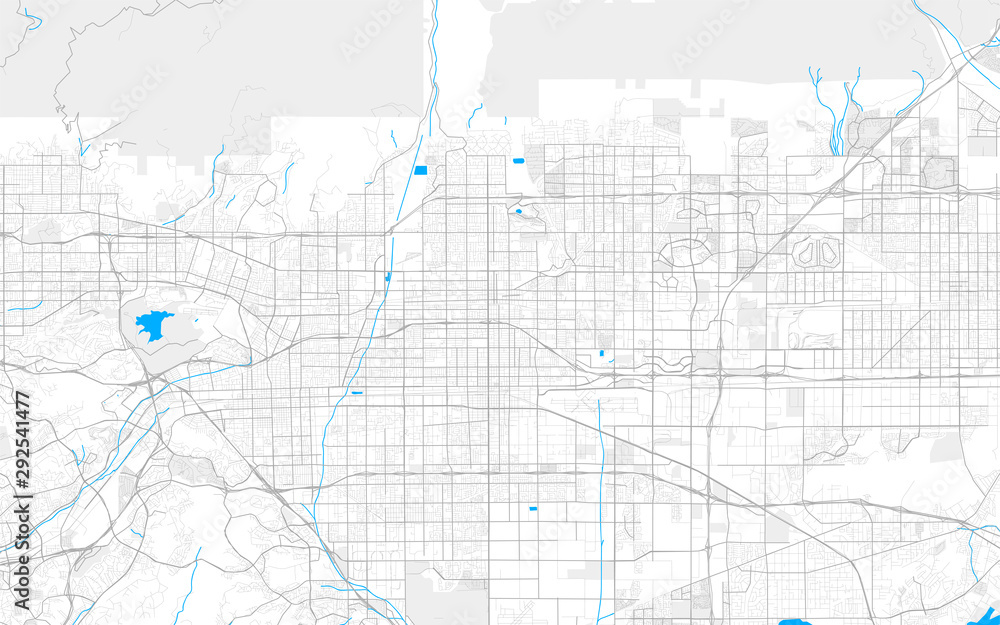 Rich detailed vector map of Upland, California, USA