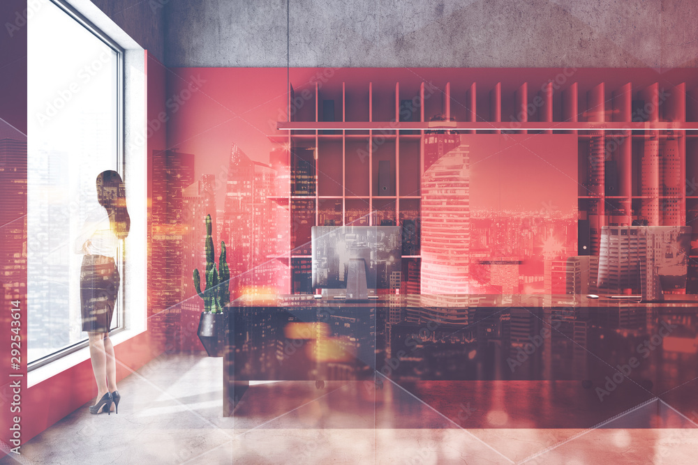 Businesswoman in luxury red office Businesswoman in luxury red office