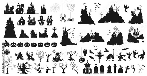 Halloween holiday constructor. Graphic template. Flat icons