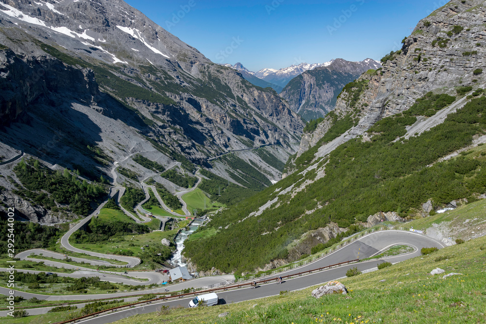 Curvy road in the Italian alps