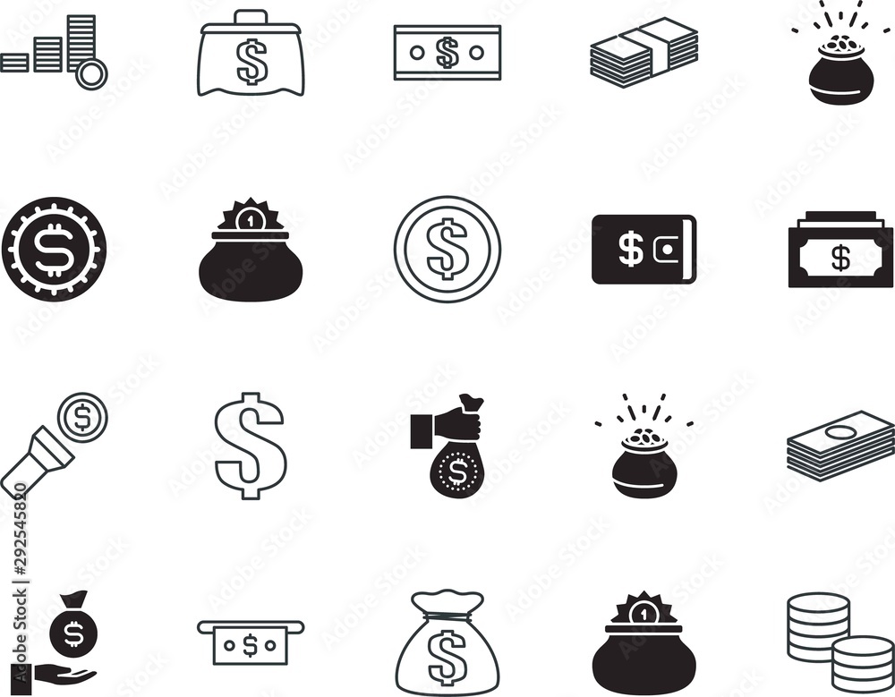 cash vector icon set such as: usd, style, earn, facade, sale, object, metal, clipart, wallet, america, cost, reflection, template, torch, pictogram, value, icons, shop, economic, hold, shiny, forex