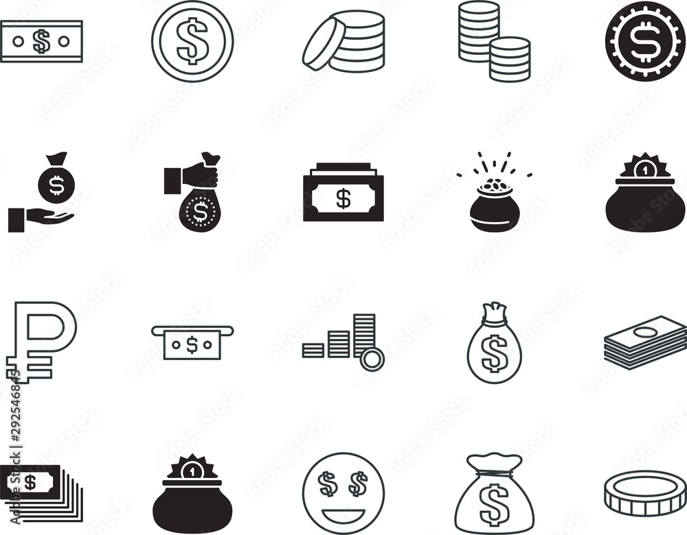 cash vector icon set such as: american, funny, face, fun, shop, reflection, clipart, win, template, emoticon, shiny, commercial, russian, metal, hold, ruble, bill, economic, yellow, shopping, eyes