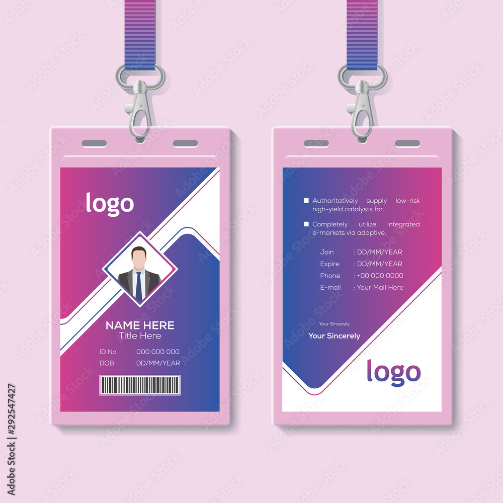 Clean and Modern Employee ID Card Design Template Stock Vector | Adobe ...