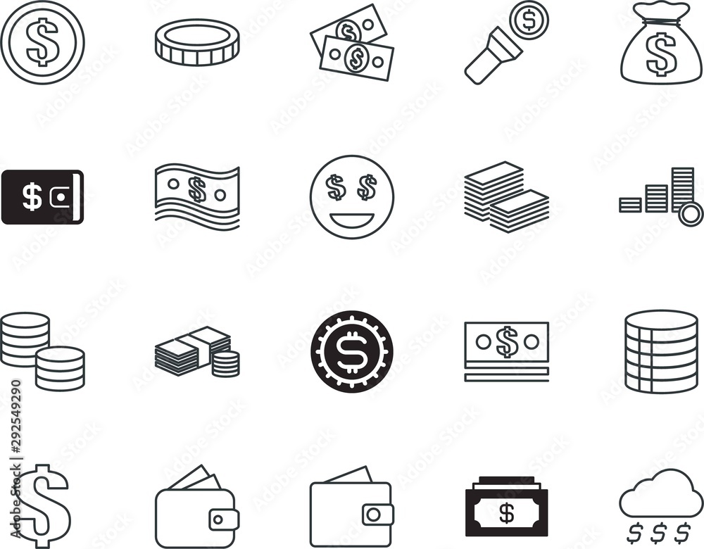 Fotografie cash vector icon set such as: torch, modern, prosperity, emoticon, big, mobile,