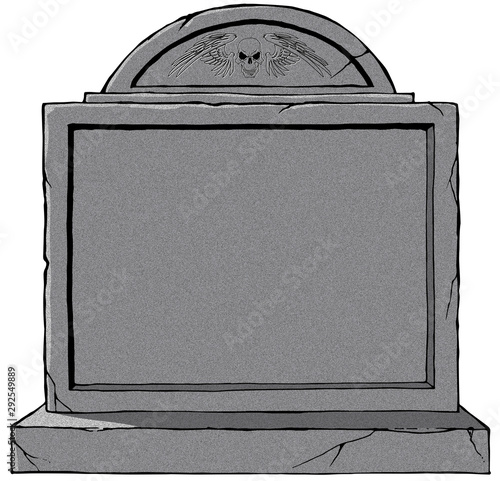 Old gothic grave blank stone tombstone illustration white background