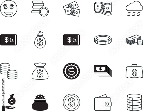 cash vector icon set such as: button, holding, smile, win, reflection, emoticon, arm, hand, fortune, metal, fall, cloud, pack, ball, st patrick, pot, character, funny, bills, idea, signs, patrick