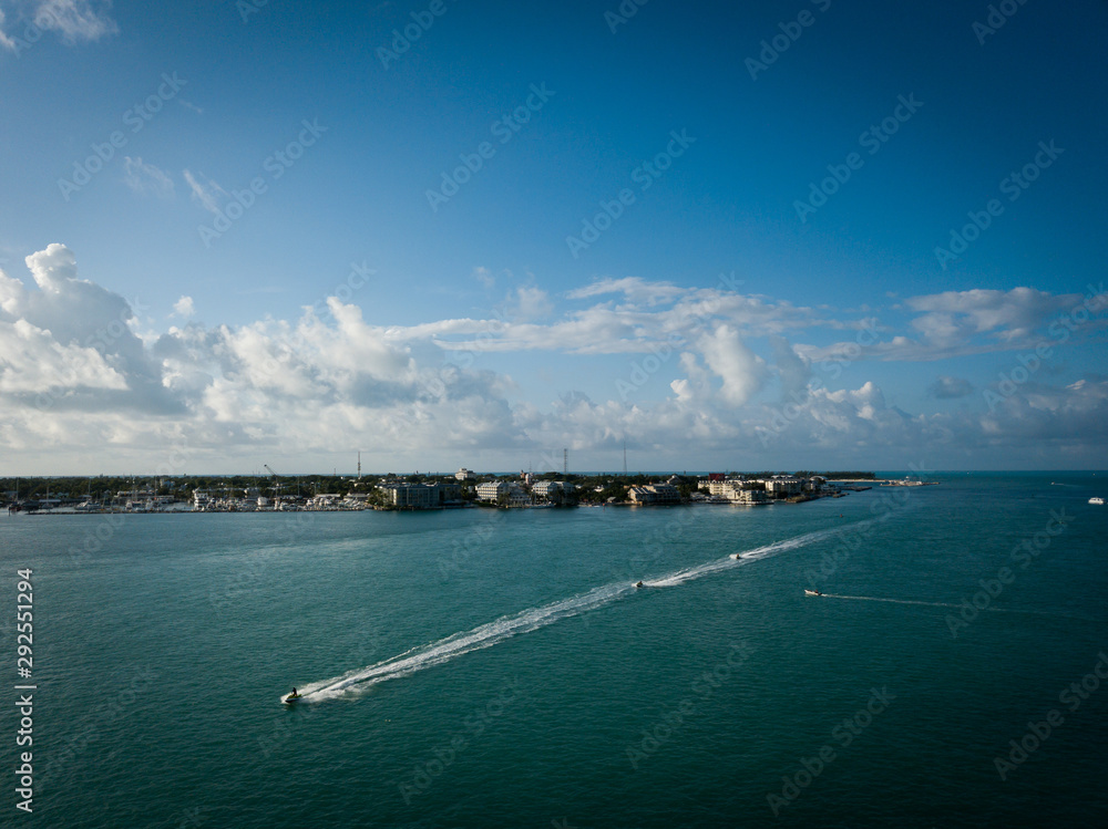 Jet Skis Going Through Bay Outside Of Key West Florida