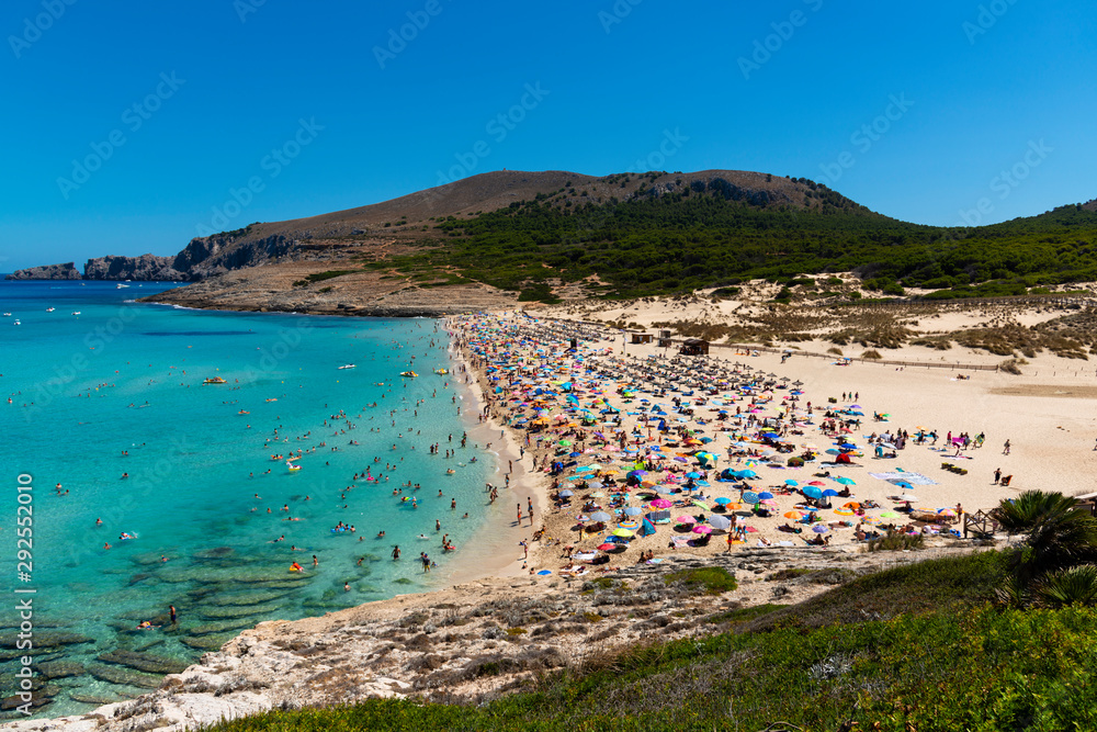 view on the beach of Cala Mesquida Majorca Spain